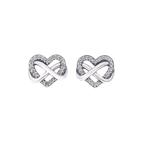 Pandora Sparkling Infinity Heart Stud Earrings