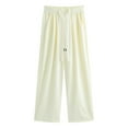 thumbnail image 5 of EDFBUYKRS Female Women Pants Casual Sweatpants Women Petite Short Set Women's Casual Pants Lace Trim Straight Leg Pants Comfortable Breathable Summer Fall Travel Outdoor Everyday Wear L, 5 of 5