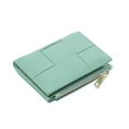 thumbnail image 1 of Cartera pequeña de piel de oveja Cartera corta de mujer Monedero plegable de cuero tejido a mano con clip para billetes, 1 of 6
