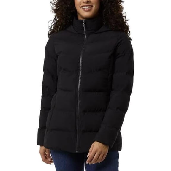 32 Degrees Women's Hooded Quilted Jacket - Winter Coat for Women - Outwear with Pockets (Black, XL)