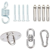 Heavy Duty Swing Hangers Set 304 Stainless Steel Swing Hardware Hooks Yoga Hooks 360° Rotate with Spring Clasps and Screws for Concrete Wooden Sets Playground Porch Seat Trapeze Yoga Hammock