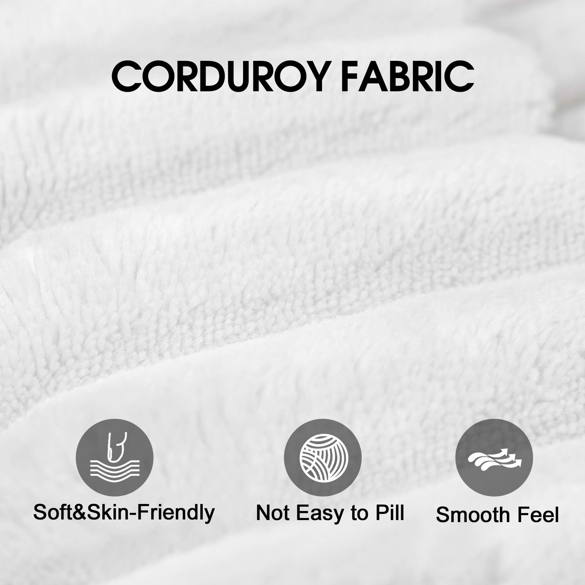 MAYEERTY 63" 2-Seater Corduroy Sofa, Deep Seat Comfy Loveseat, No Assembly, for Living Room Bedroom Conference Room, White