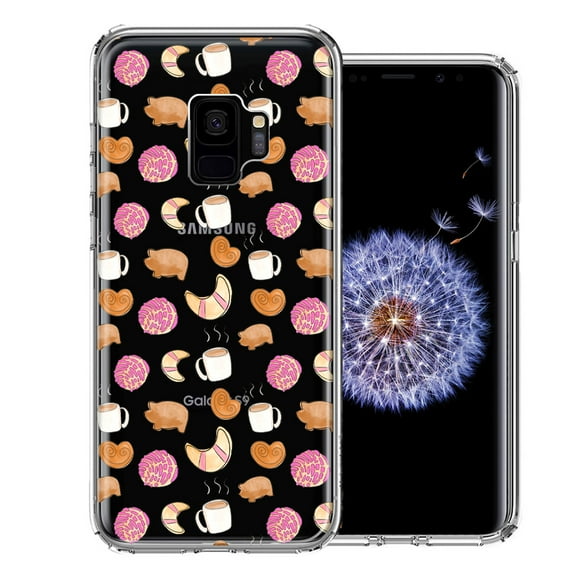 MUNDAZE for Samsung Galaxy S9 Mexican Pan Dulce Cafecito Coffee Concha Polka Dots Double Layer Phone Case Cover