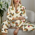 thumbnail image 5 of KLL Boho Chicken Print Women's Long Sleeve Pajamas with Pants Sleepwear Loungewear 2 Set-Small, 5 of 7