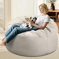 thumbnail image 6 of CONCETTA Bean Bag Sofa Chair 4Ft, Grey Modern Removable Micro Suede Cover for Living Room，Bedroom, 6 of 8