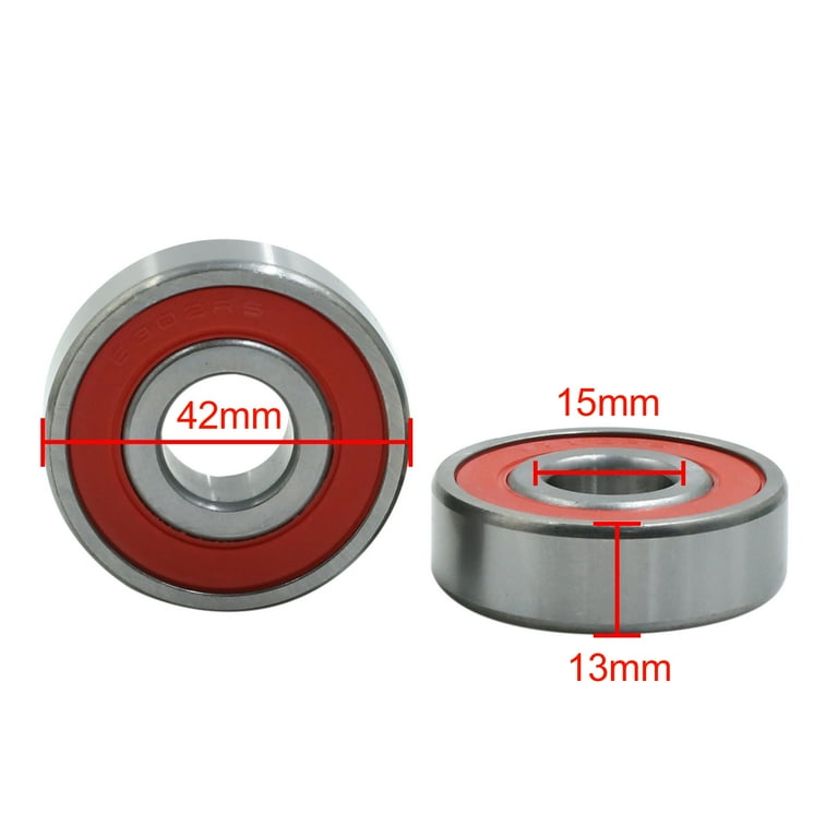 2pcs 6302RS Motorcyc Red Double Rubber Sealed Ball Bearing