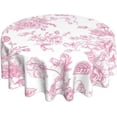 thumbnail image 1 of Pink Floral Tablecloth 70 x 70 Inch Round Chinoiserie Flowers Decorative Table Cloth Rustic Fabric Farmhouse Washable Table Cover for Picnic Party Holiday Home Indoor Outdoor, 1 of 6