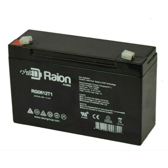 Raion Power 6V 12Ah Replacement Emergency Light Battery for Light Alarms 2RPG3