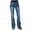 Light Blue, variant on Pants for Women Summer Mid Waisted Denim Jeans Embroidery Stretch Button Straight Full Length Pants Jeans