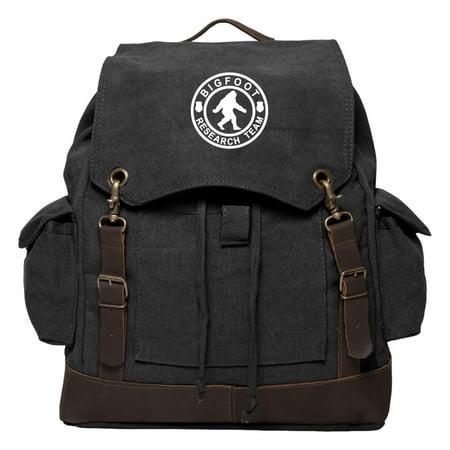 Bigfoot Research Team Rucksack Backpack with Leather (Best Backpacking Backpacks Carry On)
