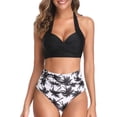 thumbnail image 1 of Xishao Trajes de Baño para Mujer 2 Piezas Conjunto de Bikini Bañador Cintura Alta Espalda Descubierta para Playa Piscina Natación Negro Coco 2XL Negro Coco 2XL Xishao ropa, 1 of 2