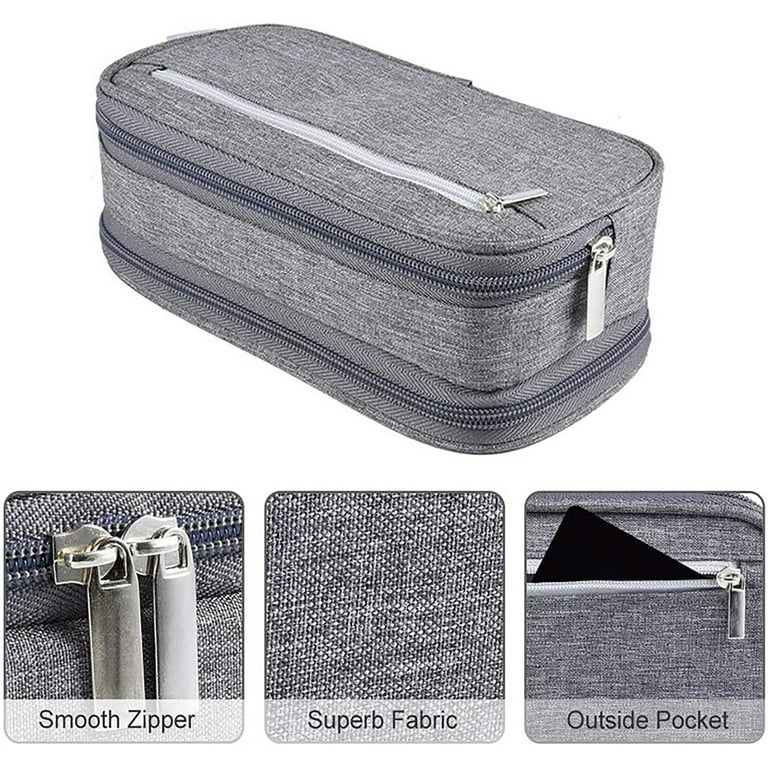 TureClos Pencil Bag Large Capacity Pencils Case Pouch Holder Cotton Linen  Zipper Closure Stationery Storage Bags Organizer for Office Dark Grey 