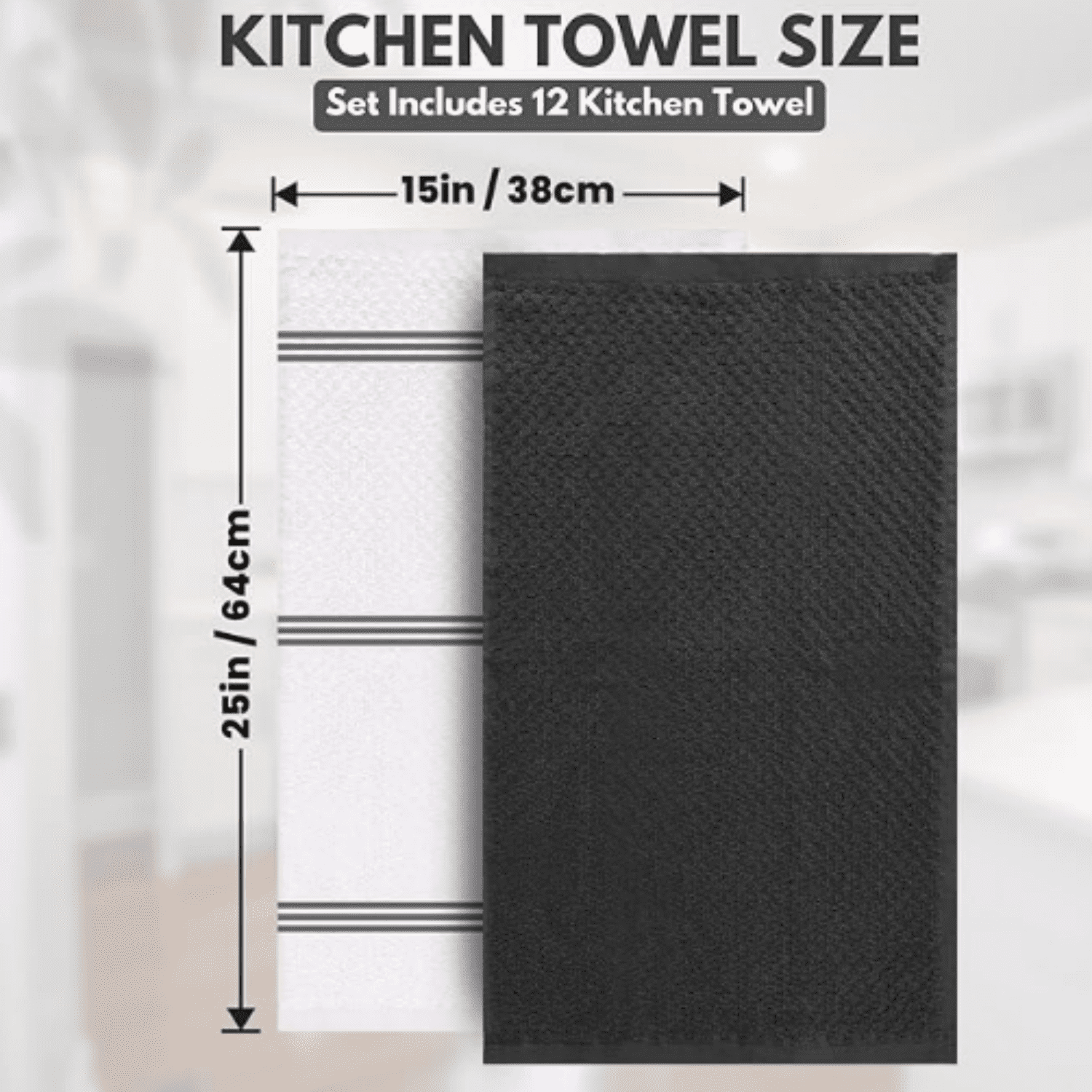 Xclusives Premium Kitchen Towels - [Pack of 12] 100% Cotton Kitchen Hand Towels (15 x 25 Inches) - Dish Towels for Kitchen |Grey|