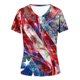 thumbnail image 4 of Fiudx Liquidación de Ofertas Flash Camiseta de Manga Corta con Cuello En V Estampada para El Día de La Independencia Informal a La Moda para Mujer, 4 of 4