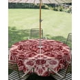thumbnail image 2 of Outdoor Tablecloth with Umbrella Hole, Red Boho Spillproof Waterproof Outdoor Table Cover, Ethnic Tribal Abstract Traditional Floral Patio Tablecloths for Party/Garden/Picnic, Round 54 inch, 2 of 9