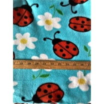 Lilly Craft Lady Bugs on Turquoise Fleece Print Fabric 58-60" Wide Sold by the Yard