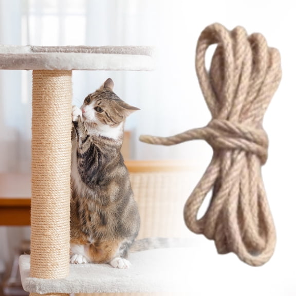 Kingtowag DIY Cat Tree Sisal Rope 10m 6mm Diameter, Repair Replacement Scratching Post Jute Crafting, Pet Friendly Sisal Rope for Repair of Scratching Posts, Jute for Crafting
