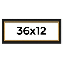 36x12 Frame Gold Real Wood Picture Frame Width 2.25 Inches | Interior Frame Depth 0.5 Inches |