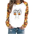 thumbnail image 4 of Wiyuqeen Gobble Til You Wobble T-Shirt Women's Long Sleeve Shirts Crew Neck Turkey Graphic Pullover Tops Crewneck Tunic Shirts, 4 of 5