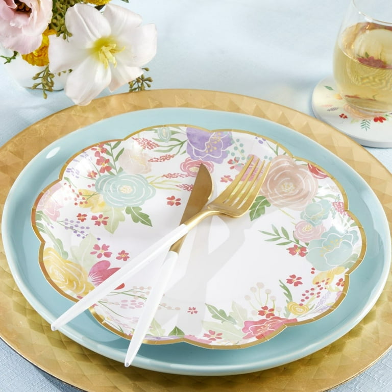 Kate Aspen 32 Pcs Garden Blooms Paper Plates 9 Inch Heavy Duty