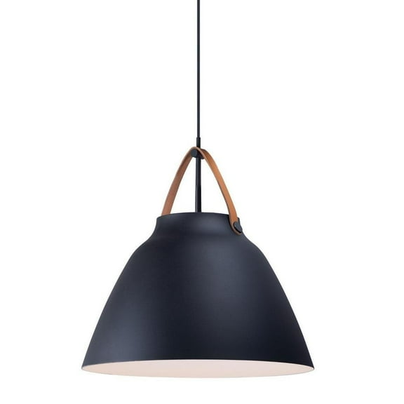 -One Light Pendant-19 inches Wide By 17.75 inches High-Tan Leather/Black Finish Bailey Street Home 93-Bel-3086729