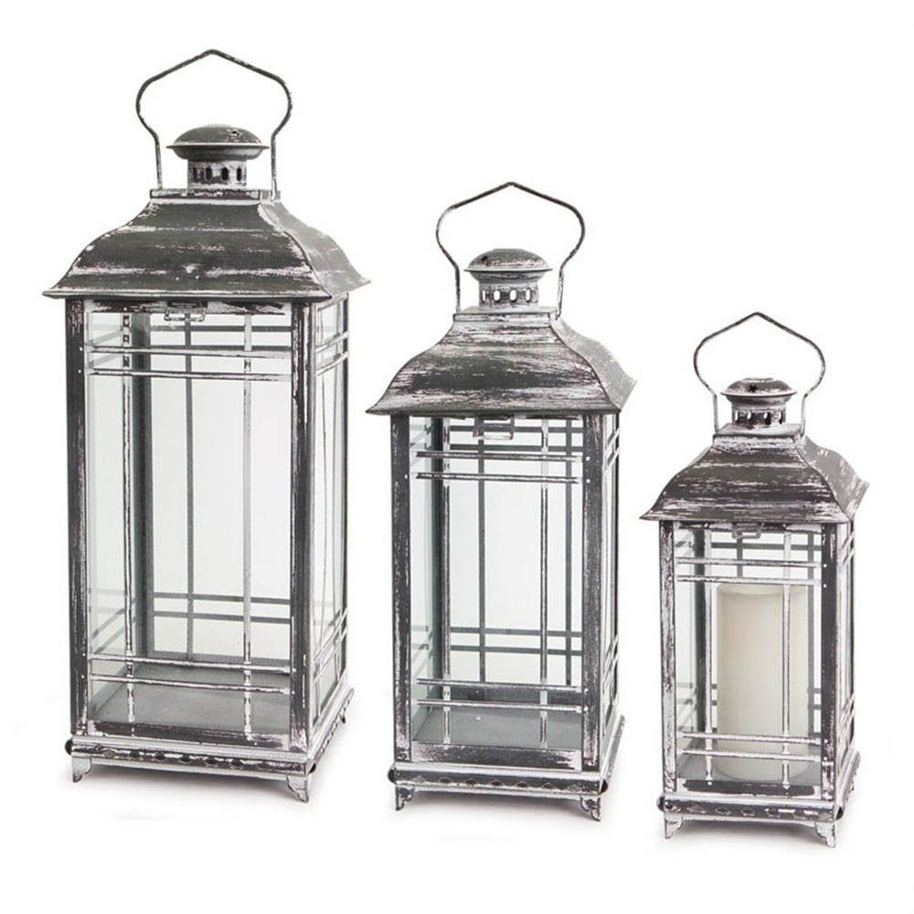 Lantern (Set of 3) 14"H, 17"H, 20"H Metal/Glass