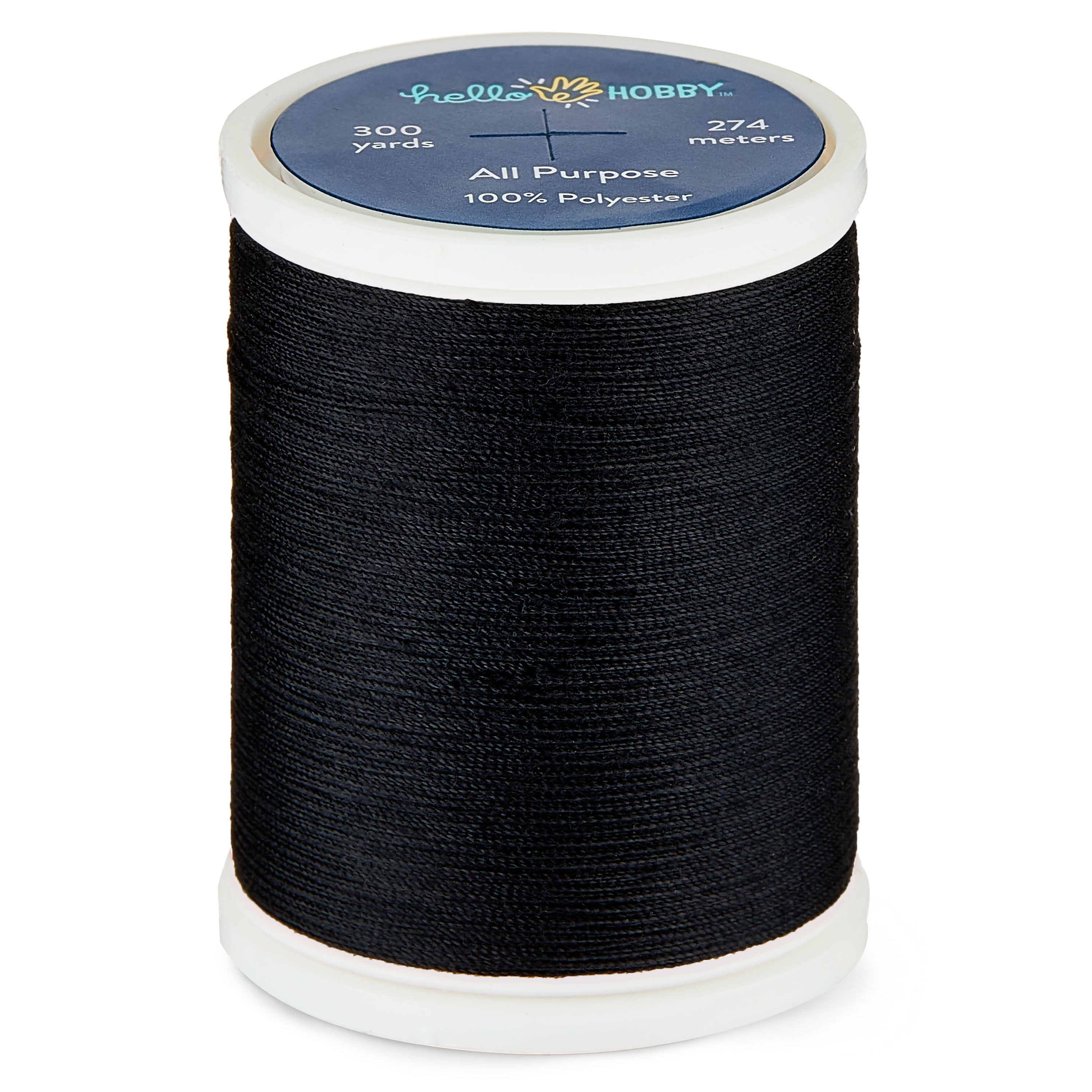 Hello Hobby Black 400 100% Polyester All Purpose Thread, 300 Yards