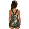 thumbnail image 2 of Uourmeti Girls' One Piece Skirted Swimsuit - American Flag & Wolf Mountain Print | Quick Dry, Stretchy Swim Dress for Beach, Pool & Vacation, 2 of 8