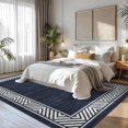 thumbnail image 2 of Hasoo Large Washable Rug 10' x 13' Area Rug for Living Room Modern Simulated Woven Texture Bordered Non-Slip Neutral Indoor Decor Carpet, Navy, 2 of 5