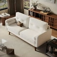 thumbnail image 6 of 64" Loveseat Sofa, Mid Century Modern Couch Comfy Love Seat Couches for Living Room, 2 Seater Deep Seat Couch Linen Upholstered Couch for Bedroom Office Small Space, 6 of 8