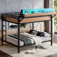 thumbnail image 2 of Leumius Metal Bunk Bed with Storage Shelves and Pegboard,Queen over Queen Size Bunk Bed Frame with USB Ports and LED Lights, Space-Saving,Natural, 2 of 13