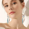 thumbnail image 5 of Women's Feather Earrings Bohemian Fringe Tassel Long Drop Dangle Earrings Set with Design for Women, 5 of 5
