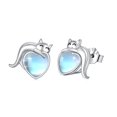 thumbnail image 1 of Aretes Miow Cat Moonstone Plata .925 azul cielo, 1 of 5