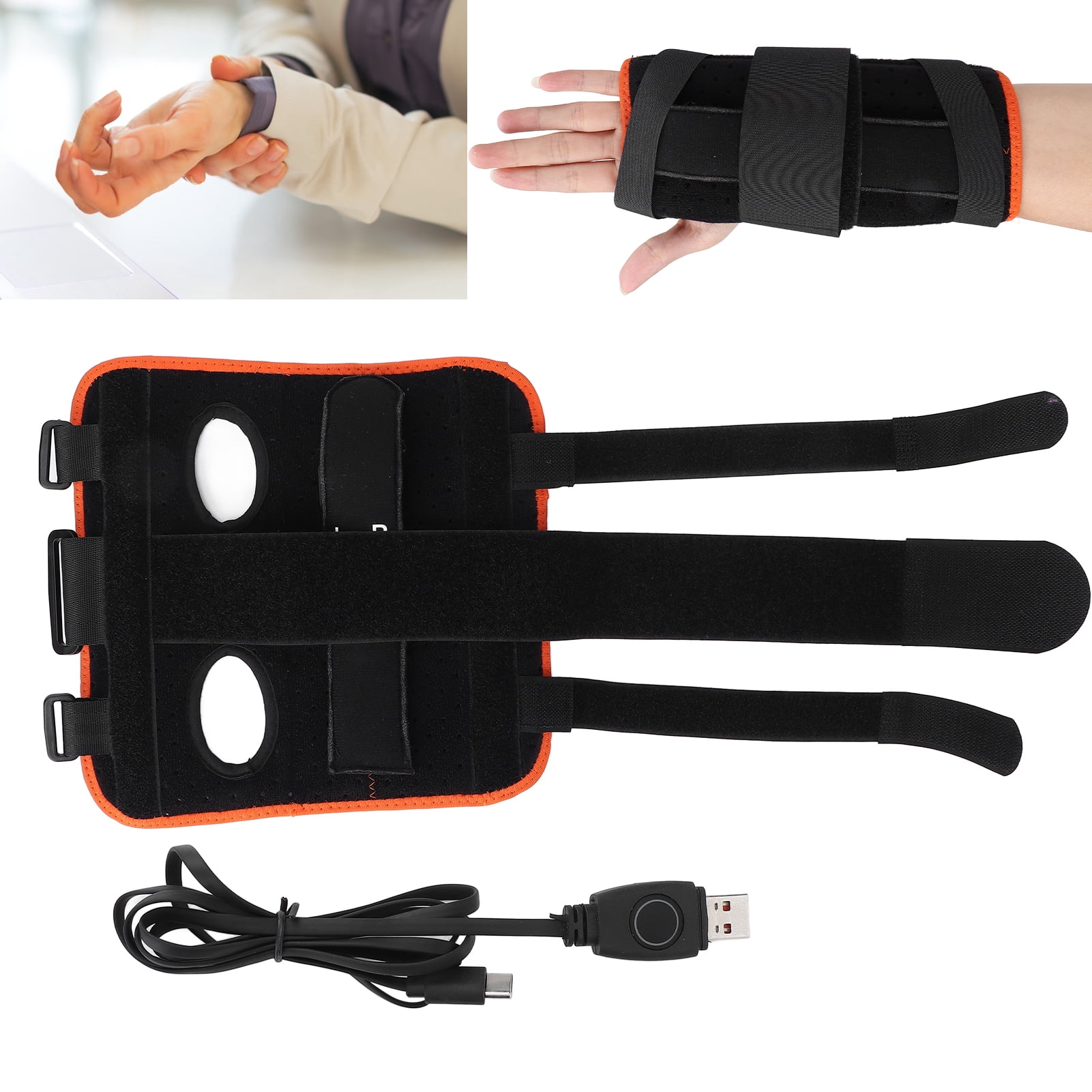 Tebru Wrist Hand Heating Pad Wraps Electric Therapy Heated Hand Wrist
