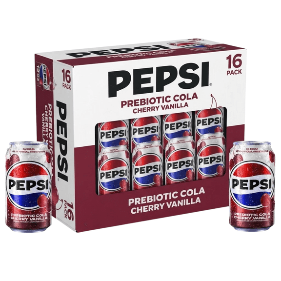 Cherry Vanilla Prebiotic Cola Soda, 12 fl oz, 16 Pack Cans