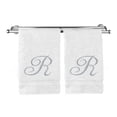 thumbnail image 2 of Monogrammed Hand Towel, Personalized Gift, 16 x 30 Inches - Set of 2 - Silver Embroidered Towel - Extra Absorbent 100% Turkish Cotton- Soft Terry Finish - For Bathroom, Kitchen and Spa- Script R White, 2 of 3