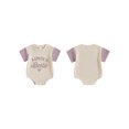 thumbnail image 2 of Qmyliery Baby Girl Romper Contrast Color Letter Embroidery Waffle Crew Neck Short Sleeve Newborn Jumpsuit Perfect for Summer, 2 of 9