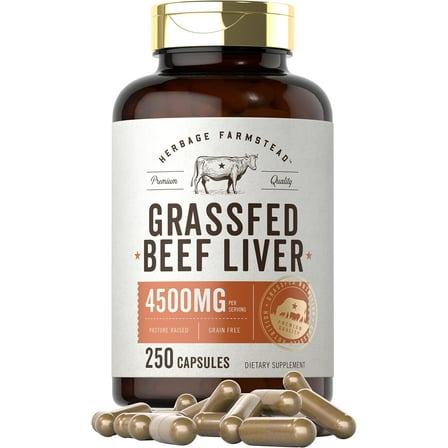 Grassfed Beef Liver | 4500mg | 250 Capsules | by Herbage Farmstead