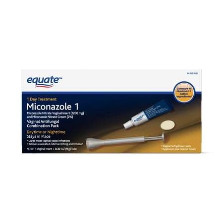 Equate Miconazole Nitrate Vaginal Insert (1200 mg) and Miconazole Nitrate Cream (2%) Combination Pack, 1-Day Treatment For Vaginal Yeast