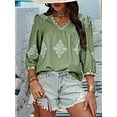 thumbnail image 6 of Women'S Casual V Neck Floral Print Chiffon Blouses 3/4 Sleeve Boho Summer Tops Shirts Green XXL, 6 of 9