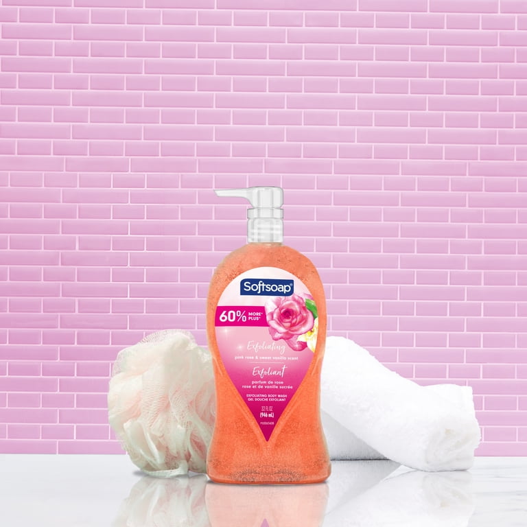 Softsoap Exfoliating Body Wash Scrub Pink Rose and Sweet Vanilla