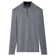 thumbnail image 2 of Theory GREY HEATHER MULTI Detroe Milos Quarter-Zip Wool Sweater, US X-Large, 2 of 2
