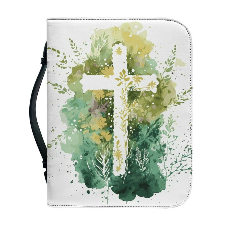 ZOCAVIA Floral Bible Covers for Women Bible with Cross On Cover Large Size  with Zippered Handle Scripture Case for Scripture Study 
