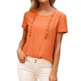thumbnail image 2 of Minnieouse Mujer Camiseta Verano Cuello Manga Corta Volantes Casual Top Suelto Prendas para la parte del cuerpo Naranja XL, 2 of 6