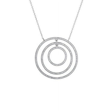Tilo Jewelry Sterling Silver Triple Circle of Love Orbital CZ Adjustable Pendant Necklace - 17-18 Inches