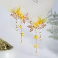 thumbnail image 3 of Vintage Flower Hair Clips, A Pair of Yellow Osmanthus Decorative Hair Clips Tassel Pearl Hair Barrettes, Wedding Hair Pins Hair Accessories for Women Girls Bride Bridesmaid, 3 of 4
