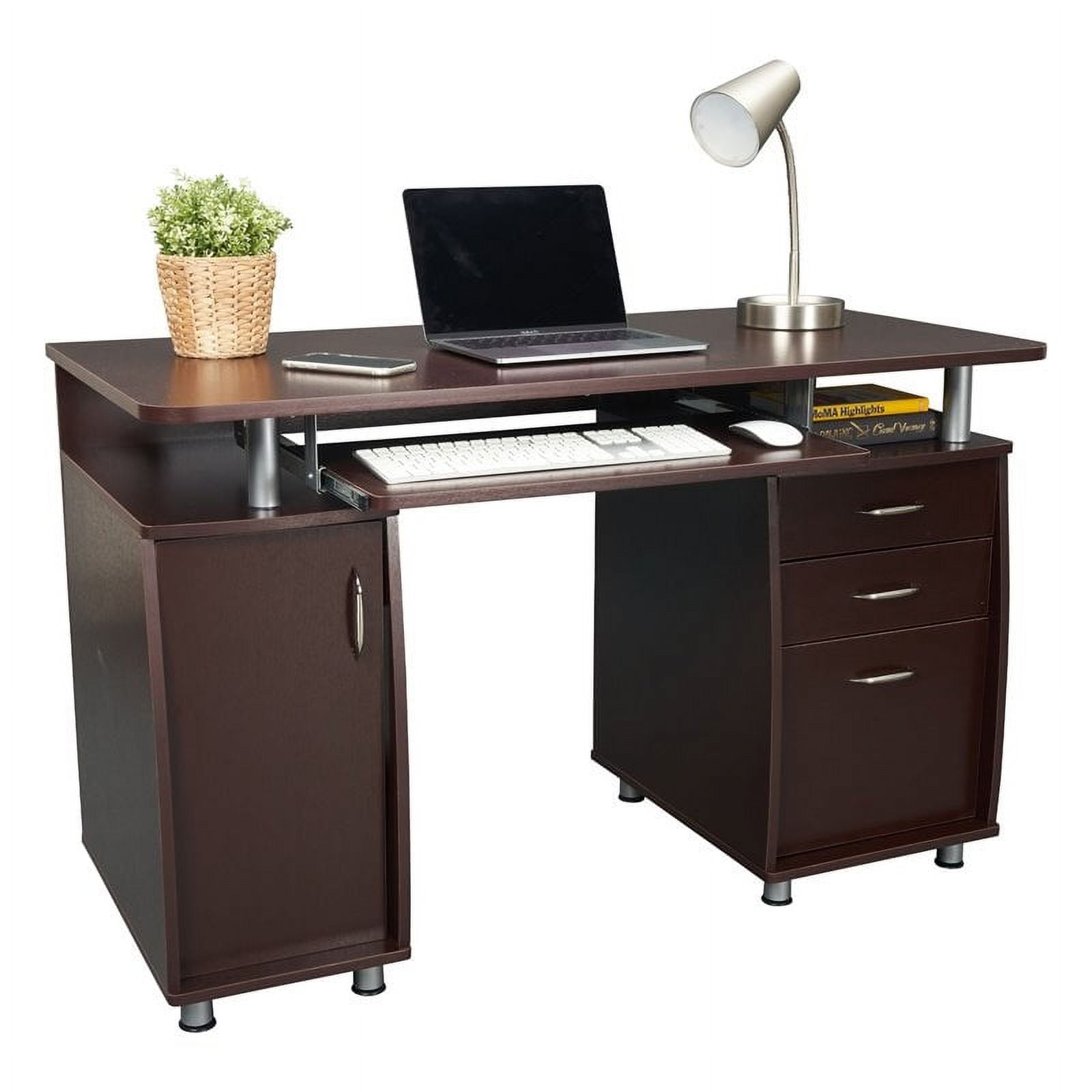 Conway 48in Gray Wood Writing Desk With Storage