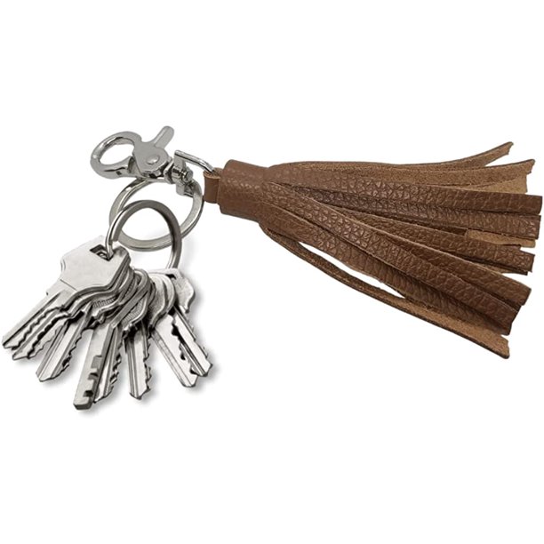 Llavero de cuero genuino con borlas para bolso, llavero de coche Llavero con flecos de cuero, borla de cuero, Llavero/Amuleto de bolso Idea de regalo, llavero colgante JAMW Sencillez