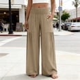 thumbnail image 2 of Ecqkame Women's Cargo Pants Elastic Waist Multi Pocket Loose Straight Leg Pant Outdoor Hiking Workout Casual Comfortable Trousers Khaki M, 2 of 6