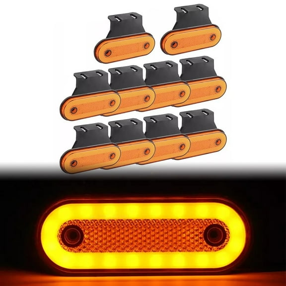 10 pcs Orange Amber Side LED Marker Lights Oval 12V 24V Neon Trailer Truck Lorry